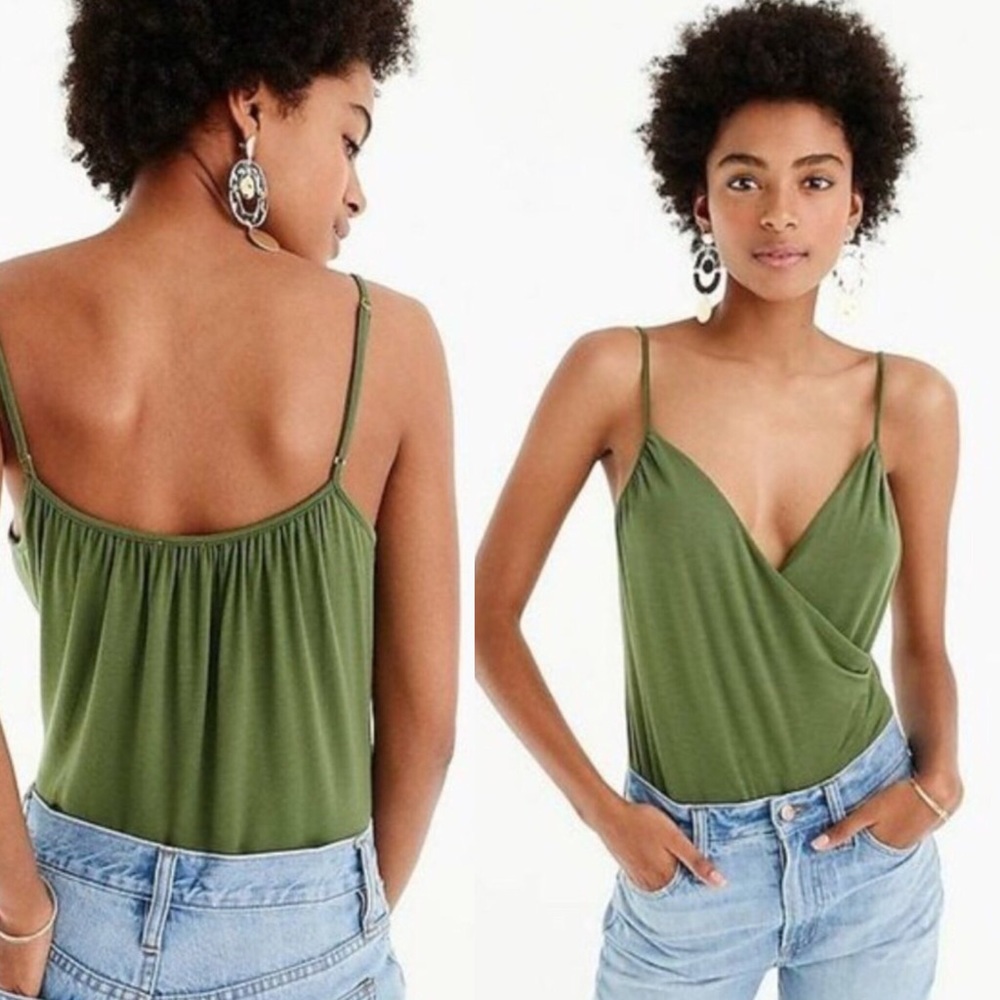 J. CREW Military Olive Green Wrap Cami Bodysuit S